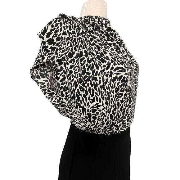 Express Black & White Animal Print Mock Neck Midi Dress Size M - Picture 4 of 8
